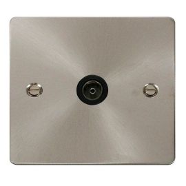 Click FPBS065BK Define Brushed Steel 1 Gang Non-Isolated Coaxial Outlet - Black Insert image