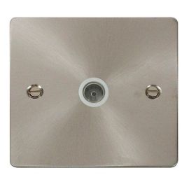 Click FPBS065WH Define Brushed Steel 1 Gang Non-Isolated Coaxial Outlet - White Insert