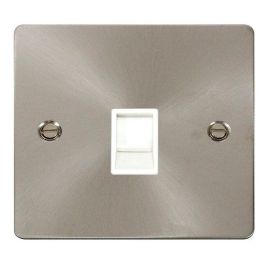 Click FPBS115WH Define Brushed Steel 1 Gang RJ11 Irish-US Outlet - White Insert image