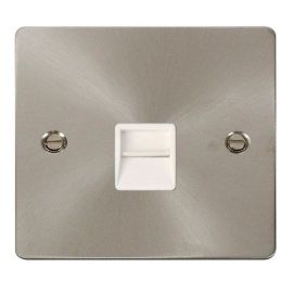 Click FPBS120WH Define Brushed Steel 1 Gang Master Telephone Outlet - White Insert