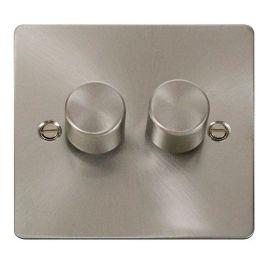 Click FPBS152 Define Brushed Steel 2 Gang 400Va 2 Way Dimmer Switch 