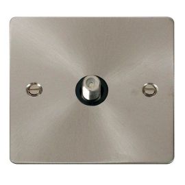 Click FPBS156BK Define Brushed Steel Non-Isolated 1 Gang Satellite Outlet - Black Insert image