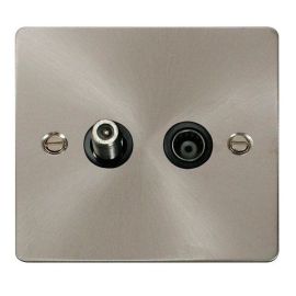Click FPBS157BK Define Brushed Steel Isolated Satellite and Isolated Coaxial Outlet - Black Insert image