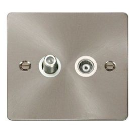 Click FPBS157WH Define Brushed Steel Isolated Satellite and Isolated Coaxial Outlet - White Insert image
