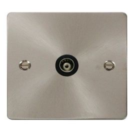 Click FPBS158BK Define Brushed Steel 1 Gang Isolated Coaxial Outlet - Black Insert image