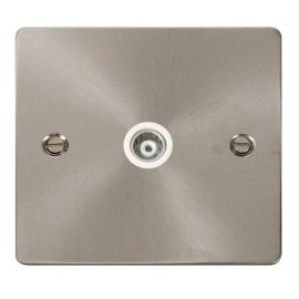 Click FPBS158WH Define Brushed Steel 1 Gang Isolated Coaxial Outlet - White Insert image