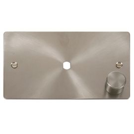 Click FPBS185 MiniGrid Brushed Steel 1 Gang 1000W 1 Aperture Define Unfurnished Dimmer Plate and Knob image