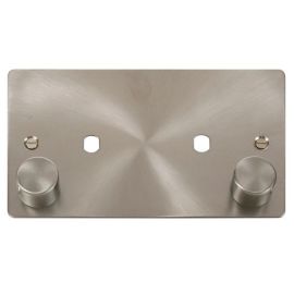 Click FPBS186 MiniGrid Brushed Steel 1 Gang 1630W Max 2 Aperture Define Unfurnished Dimmer Plate and Knob image