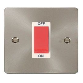 Click FPBS200WH Define Brushed Steel 1 Gang 45A 2 Pole Plate Switch - White Insert image