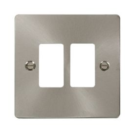 Click FPBS20402 GridPro Brushed Steel 2 Gang Define Front Plate image