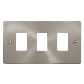 Click FPBS20403 GridPro Brushed Steel 3 Gang Define Front Plate