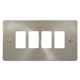 Click FPBS20404 GridPro Brushed Steel 4 Gang Define Front Plate image