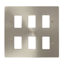 Click FPBS20506 GridPro Brushed Steel 6 Gang Define Front Plate image