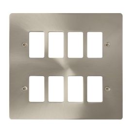 Click FPBS20508 GridPro Brushed Steel 8 Gang Define Front Plate image