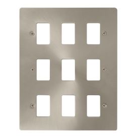 Click FPBS20509 GridPro Brushed Steel 9 Gang Define Front Plate image