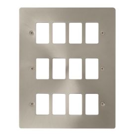 Click FPBS20512 GridPro Brushed Steel 12 Gang Define Front Plate image