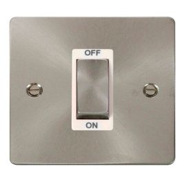 Click FPBS500WH Define Brushed Steel Ingot 1 Gang 45A 2 Pole Plate Switch - White Insert