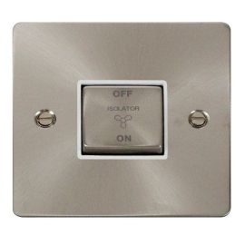 Click FPBS520WH Define Brushed Steel Ingot 10A 3 Pole Fan Isolation Plate Switch - White Insert