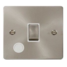 Click FPBS522WH Define Brushed Steel Ingot 20A 2 Pole Optional Flex Outlet Plate Switch - White Insert image