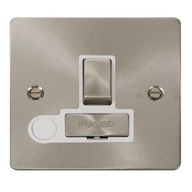 Click FPBS551WH Define Brushed Steel Ingot 13A 2 Pole Optional Flex Outlet Switched Fused Spur Unit - White Insert image