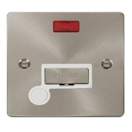 Click FPBS553WH Define Brushed Steel Ingot 13A Optional Flex Outlet Neon Fused Spur Unit - White Insert image