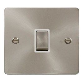 Click FPBS722WH Define Brushed Steel Ingot 20A 2 Pole Plate Switch - White Insert image