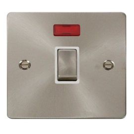 Click FPBS723WH Define Brushed Steel Ingot 20A Neon 2 Pole Plate Switch - White Insert image
