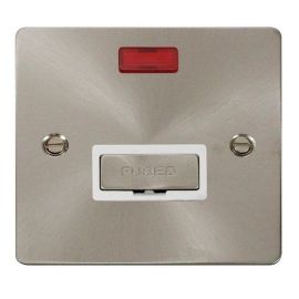 Click FPBS753WH Define Brushed Steel Ingot 13A Neon Fused Spur Unit - White Insert