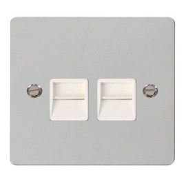 Click FPCH121WH Define Polished Chrome 2 Gang Master Telephone Outlet - White Insert image