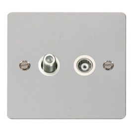 Click FPCH157WH Define Polished Chrome Isolated Satellite and Isolated Coaxial Outlet - White Insert image