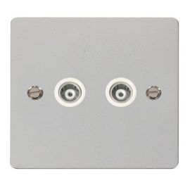 Click FPCH159WH Define Polished Chrome 2 Gang Isolated Coaxial Outlet - White Insert image