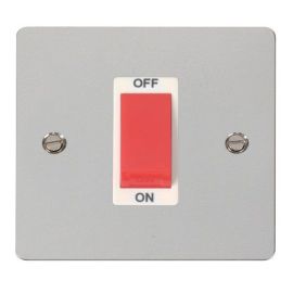 Click FPCH200WH Define Polished Chrome 1 Gang 45A 2 Pole Plate Switch - White Insert image