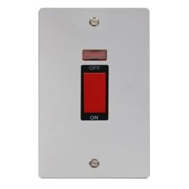 Click FPCH203BK Define Polished Chrome 2 Gang 45A Neon Vertical 2 Pole Plate Switch - Black Insert image