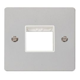 Click FPCH402WH MiniGrid Polished Chrome 1 Gang 2 Aperture Define Unfurnished Front Plate - White Insert