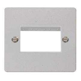 Click FPCH403WH MiniGrid Polished Chrome 1 Gang 3 Aperture Define Unfurnished Front Plate - White Insert