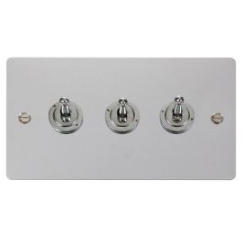 Click FPCH423 Define Polished Chrome 3 Gang 10AX 2 Way Toggle Plate Switch  image