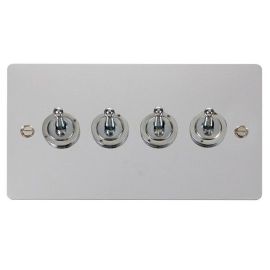 Click FPCH424 Define Polished Chrome 4 Gang 10AX 2 Way Toggle Plate Switch image