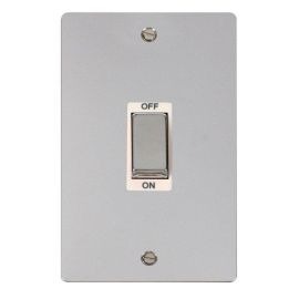 Click FPCH502WH Define Polished Chrome Ingot 2 Gang 45A Vertical 2 Pole Plate Switch - White Insert image