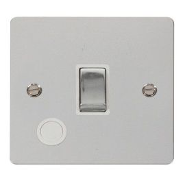 Click FPCH522WH Define Polished Chrome Ingot 20A 2 Pole Optional Flex Outlet Plate Switch - White Insert image