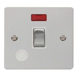 Click FPCH523WH Define Polished Chrome Ingot 20A Optional Flex Outlet Neon 2 Pole Plate Switch - White Insert image