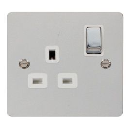 Click FPCH535WH Define Polished Chrome Ingot 1 Gang 13A 2 Pole Switched Socket Outlet - White Insert