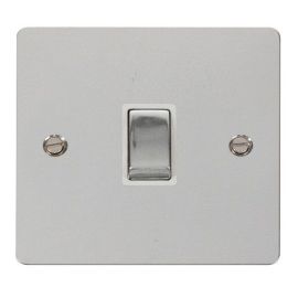 Click FPCH722WH Define Polished Chrome Ingot 20A 2 Pole Plate Switch - White Insert