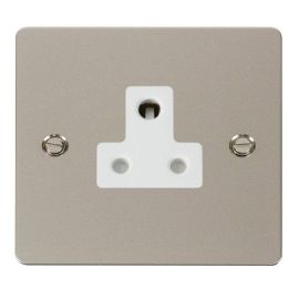 Click FPPN038WH Define Pearl Nickel 5A Round Pin Socket Outlet - White Insert image