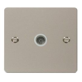 Click FPPN065WH Define Pearl Nickel 1 Gang Non-Isolated Coaxial Outlet - White Insert