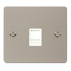 Click FPPN115WH Define Pearl Nickel 1 Gang RJ11 Irish-US Outlet - White Insert image