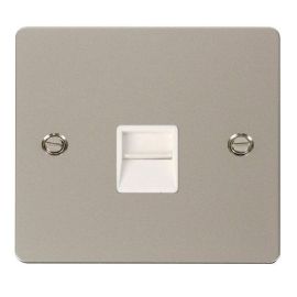 Click FPPN125WH Define Pearl Nickel 1 Gang Secondary Telephone Outlet - White Insert image