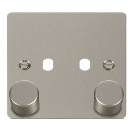 Click FPPN152PL Define Pearl Nickel 1 Gang 800W Max 2 Aperture Unfurnished Dimmer Plate and Knobs  image