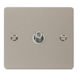Click FPPN156WH Define Pearl Nickel Non-Isolated 1 Gang Satellite Outlet - White Insert image