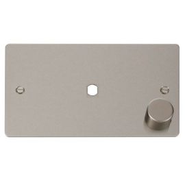 Click FPPN185 MiniGrid Pearl Nickel 1 Gang 1000W 1 Aperture Define Unfurnished Dimmer Plate and Knob image
