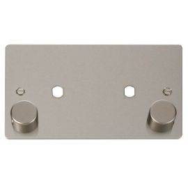 Click FPPN186 MiniGrid Pearl Nickel 1 Gang 1630W Max 2 Aperture Define Unfurnished Dimmer Plate and Knob image